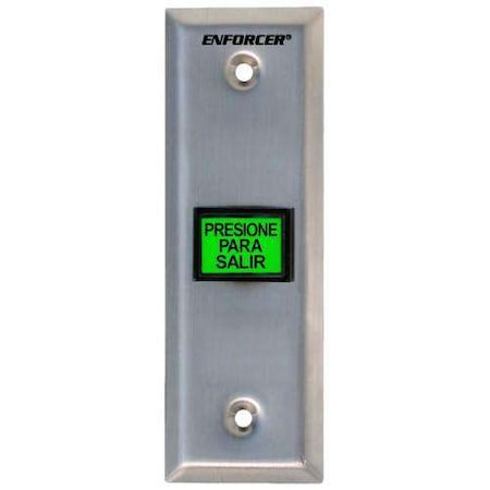 Illuminated Green PUSLM-SH-TO-EXIT Button. Can Replace With Included PRESIONE PARA SAL